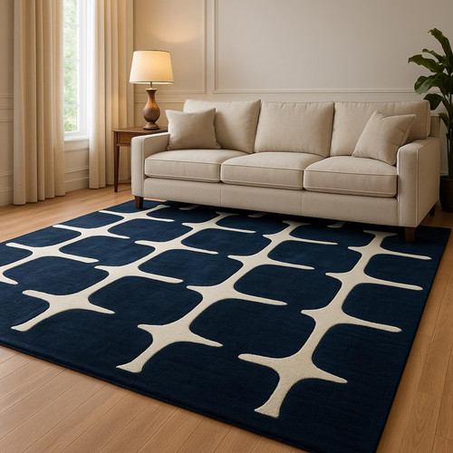Tappeto geometrico moderno blu