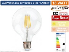 UNIVERSO LAMPADINA LED E27 18W BULB G125 GLOBO FILAMENT VETRO TRASPARENTE 2380LM