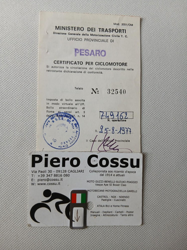 Certificato ciclomotore - certificato,