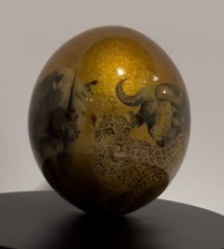 Decoupage sudafricano grande 5 foglia oro fiocco metallo struzzo uovo leone elefante