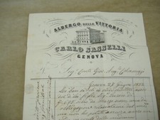 LETTERA GENOVA 1852 "ALBERGO DELLA VITTORIADI SASSELLI-GENOVA"