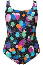 Costume da bagno Ulla Popken da donna taglie forti a pois senza coppe morbide