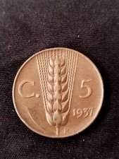 5 Centesimi spiga anno 1937