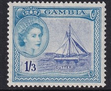 GAMBIA SG179 1953 1/3 ULTRAMARINO E BLU PALLIDO MTD OTTIME CONDIZIONI