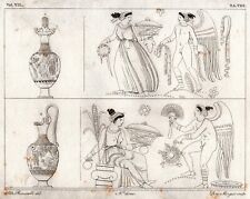 ANTICA STAMPA DEL 1800 (1831). VASI ANTICHI DIPINTI. MUSEO BORBONICO