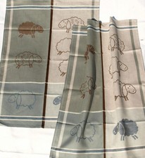 2X Strofinacci Pecore Kracht Cucina Strofinacci Mezzo Lino Animali Grigio