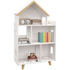 ZONEKIZ Libreria per Bambini 3-6 Anni a 3 Livelli per Giochi e Libri Bianco