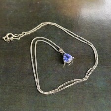 Collana catena vintage oro bianco 14 ct 585 ciondolo tanzanite 375 9 carati 9 ct 46 cm