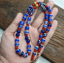 Collana di perle AA stile veneziano mix cuore bianco, chevron, piuma, Skunk B...