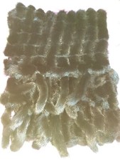 Stola/sciarpa/scialle vero visone tricot con pom pon e code nero black glama TOP