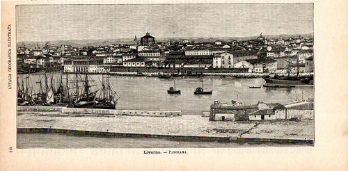 Stampa antica livorno - antica, veduta