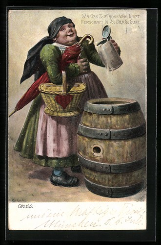 Donna con boccale birra - donna, di