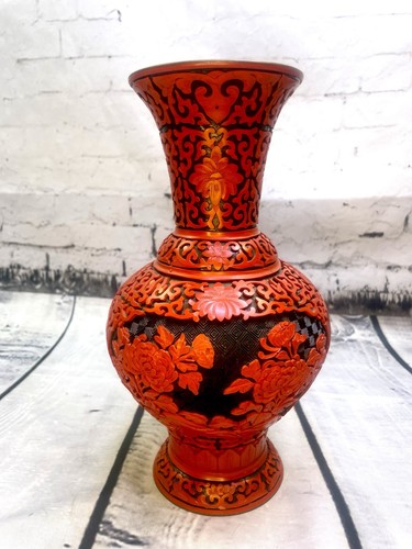 Vaso laccato cinabro cinese - vaso,