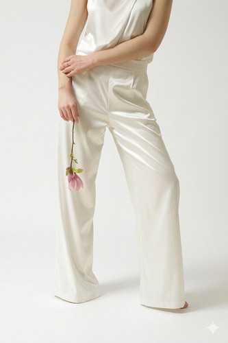 Pantalone donna elegante panna