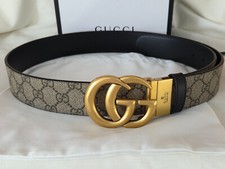 Autentica Cintura Reversibile Pelle Nero/Marrone Marmont Gucci Oro GG 95cm 32/34