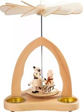 Piramide di Luce Tè Con Winterkindern E Pupazzo Neve Colore Naturali 21x20x21cm