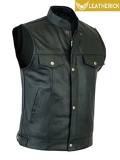 Gilet in pelle da motociclista da uomo Sons of Anarchy con tasca per pistola stile USA - stile tagliato