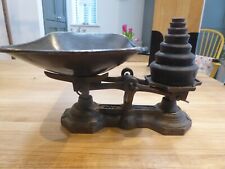 Antique Beatrice Equal Arm Cast Iron Weighing Scales With Weights