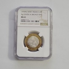 Messico: ANNO 1994 $ 10 Nuevos Pesos NGC MS65 bella moneta UNC KM# 553,28MM (300)