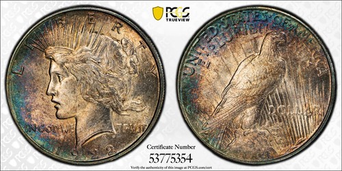 1922 peace dollar pcgs unc - 1922,
