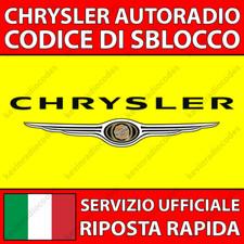 ✅CHRYSLER RADIO CODICE DI SBLOCCO 300 PT CRUISER VOYAGER R1 NTG4 UCONNECT NAVI✅