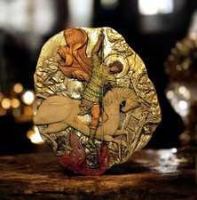 SAN GIORGIO DRAGO TERRACOTTA IN FOGLIA ORO 20x17cm circa DA APPENDERE 