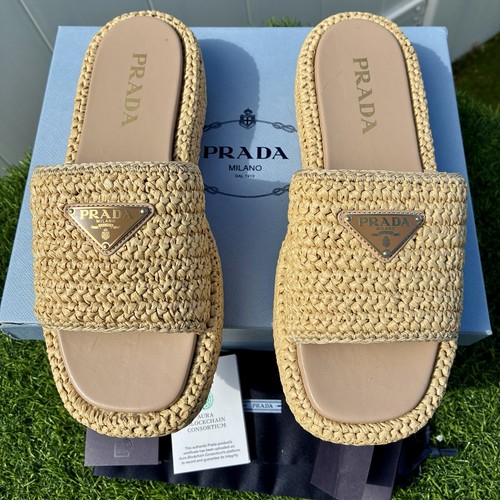Sandalo prada rafia pelle - prada,