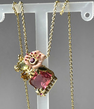 COLLANA FIORI VETRO VERDE ROSA