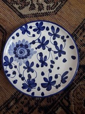 Piatto decorativo blu e bianco fatto a mano in Italia 7,5 pollici