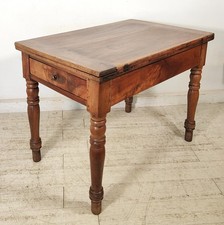 ANTICO TAVOLO LIBRO  ALLUNGABILE cassetto LEGNO NOCE tornito EPOCA 1800 SALOTTO