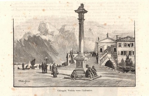 Stampa antica chioggia ponte - stampa,
