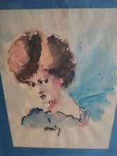 Quadro tecnica acquerello vintage artista Namis  soggetto volto donna