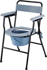 DecHome Sedia WC Pieghevole con Vaso Tubi di Ferro Plastica 52x50x75cm 713010