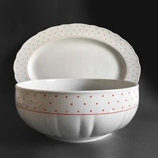 SET piatto portata ovale e insalatiera RICHARD GINORI - decoro Pois rosso