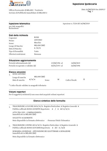 Visura ipotecaria ispezione - ipotecaria,,