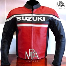 Giacca Moto Racing Suzuki Nuova Originale Pelle di Vacchetta Giacca Motociclista Uomo