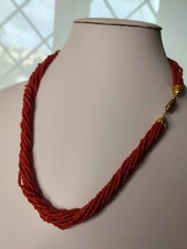 Collana 60cm 10 fili in Corallo Grezzo Donna Ragazza Elegant Vintage .  