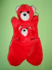 Orsetto peluche pantofole Champ anni 80 orso rosso pupazzo ciabatte vintage htf