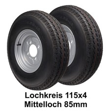 2x Ruota di Scorta Rimorchio 5.00-10 C 79M 145-10 135-10 4x115 Französ. Completa