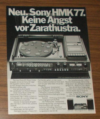 Rara pubblicità sony hmk - hmk, 77