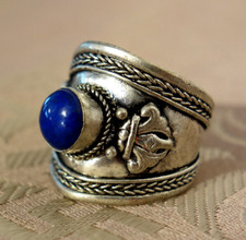 Anello In Argento Molto Bello Dal Nepal Con Lapislazzuli