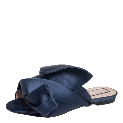 N21 blu raso nodo piatto - , mules