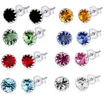 6 PAIA, ORECCHINI PUNTO LUCE 5 MM, IN ARGENTO 925, BLUE,NERO,ROSA,AZZURRO,AMBRA