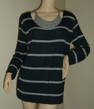 MAGLIA DONNA EFFETTO TWIN SET BLU RIGHE TAGLIA S GRANDE LEGGI LE MISURE