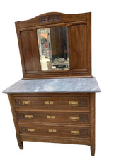 Antico rustico cassettone con specchiera Liberty inizi del 900