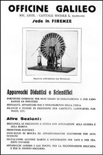 PUBBLICITA' 1931 OFFICINE GALILEO FIRENZE MACCHINA ELETTROSTATICA TIPO WIMSHURST