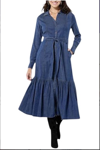 Abito midi donna denim manica