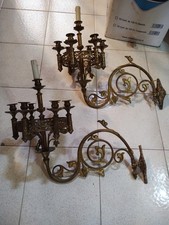 Grande Coppia Applique Candelabri In Bronzo,7 Luci.