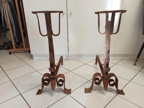 Coppia antichi alari in - coppia,