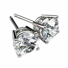 Coppia di Orecchini Argento Rodiato Punto Luce Con Zirconi Brillanti Uomo Donna